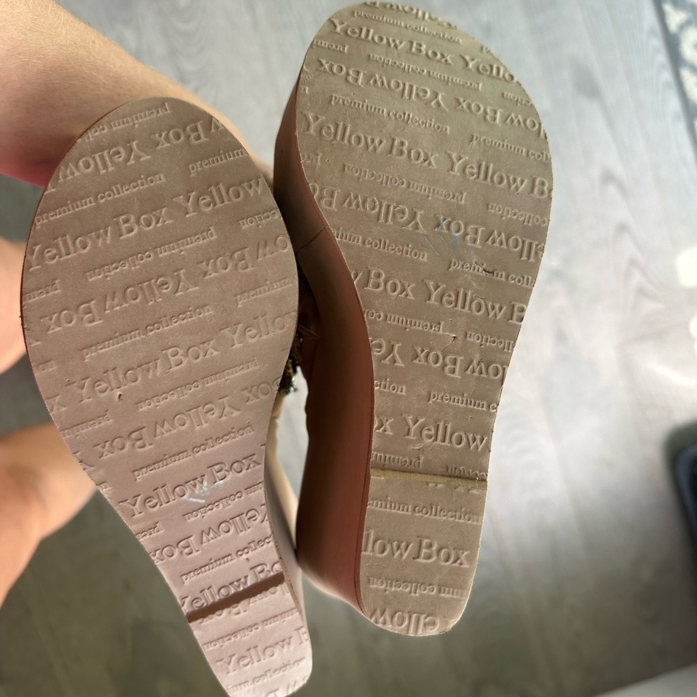 Yellow Box Tan and Gold Wedge Sandals - Picture 5 of 6